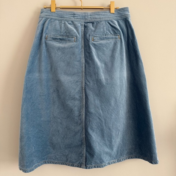 Anthropologie Light Blue Button Front Corduroy Skirt 6 - Picture 3 of 8